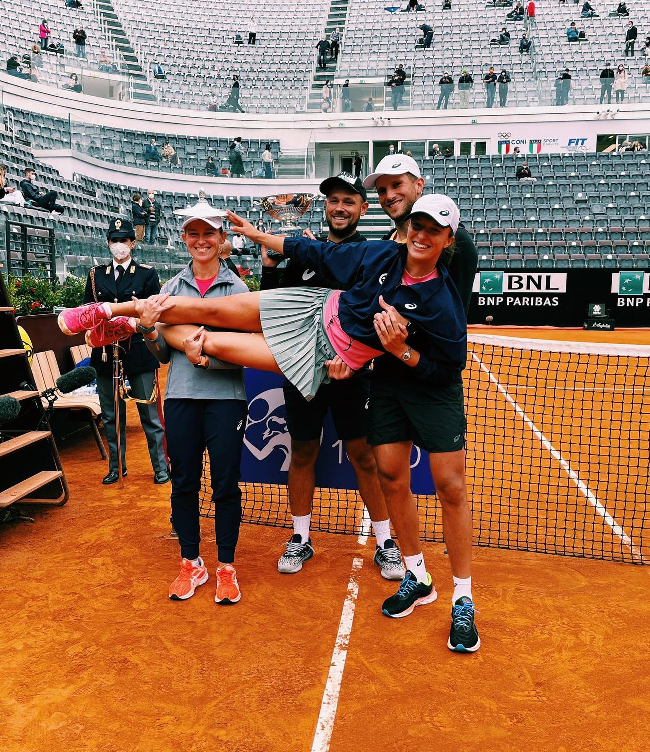 On the clay with the team