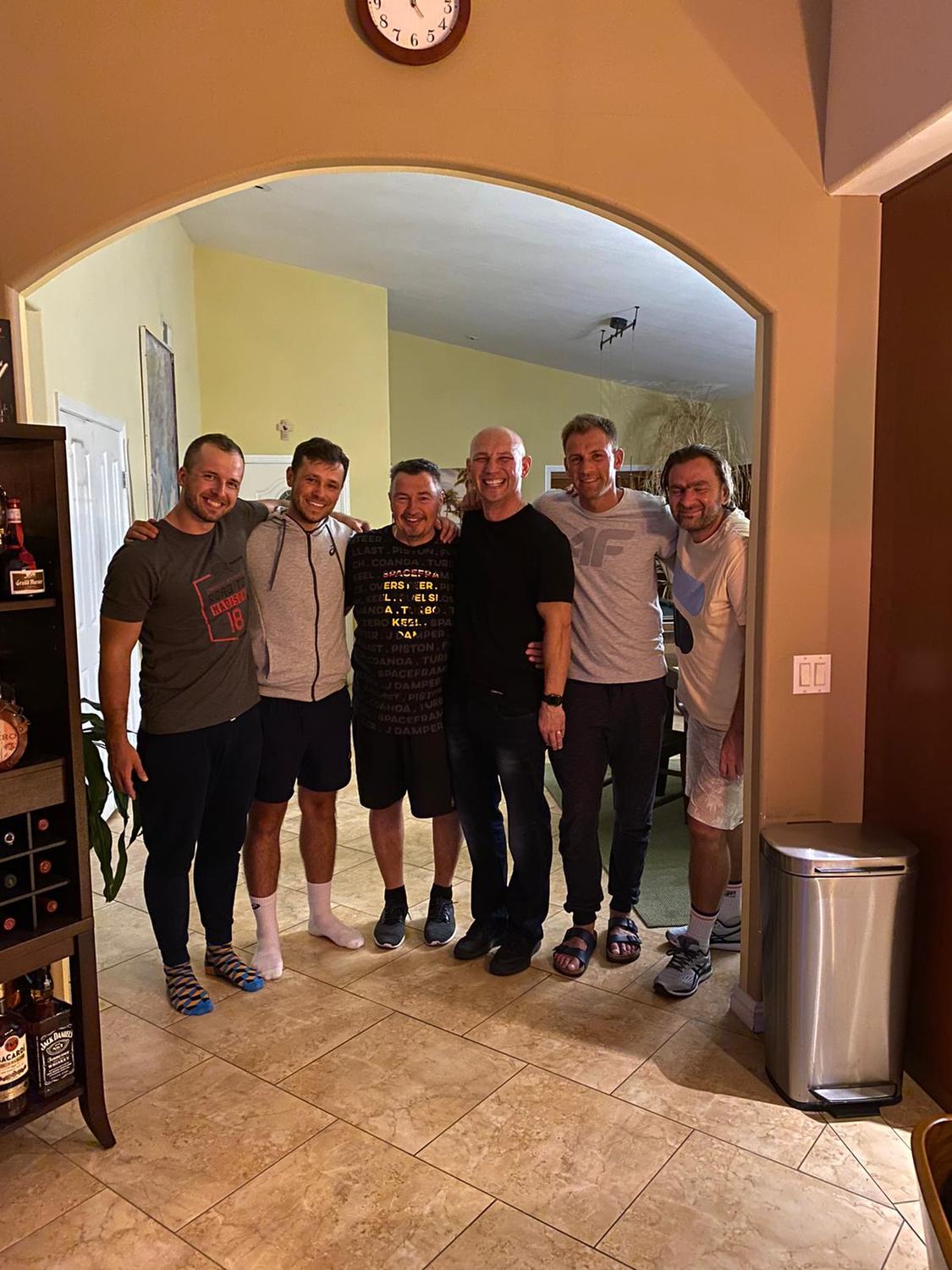 With the team between sessions