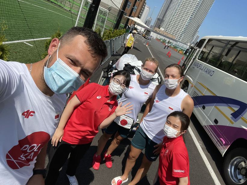 Outside the Olympic village in Tokyo