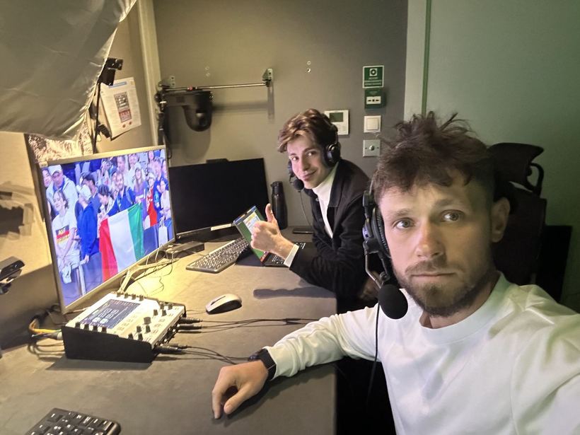 Commentating a match from the booth