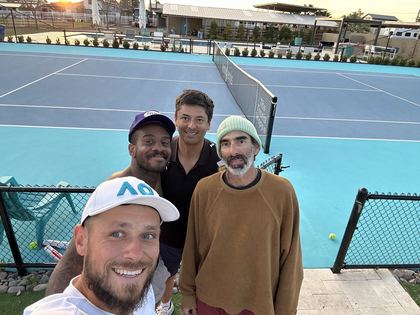 On a private court in Scottsdale at sunset