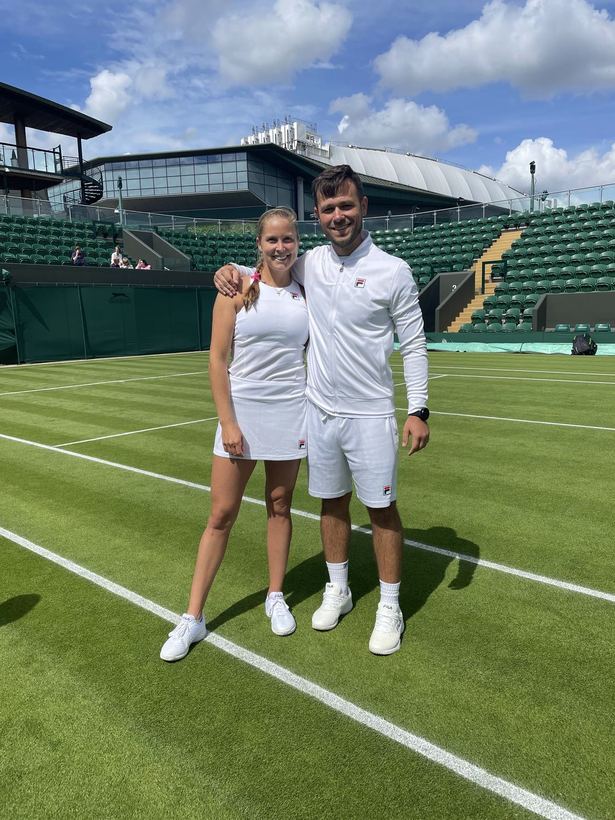 On a Wimbledon grass court before the tournament