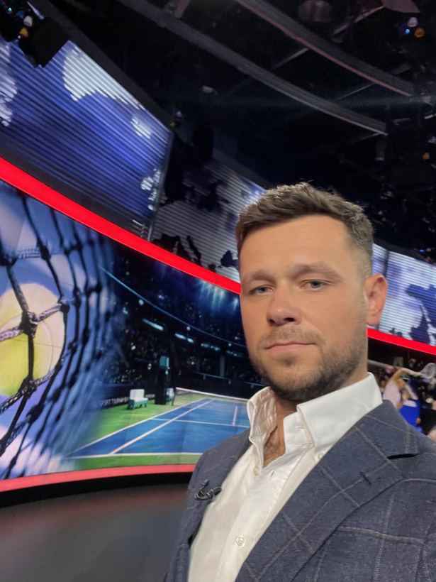 In a television studio during the US Open